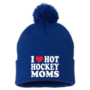 I Heart Hot Hockey Moms Funny I Love Moms Gift Pom Pom 12in Knit Beanie