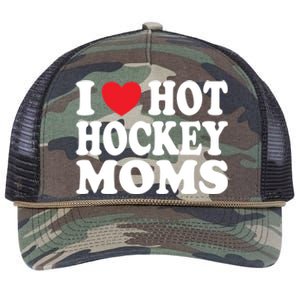 I Heart Hot Hockey Moms Funny I Love Moms Gift Retro Rope Trucker Hat Cap