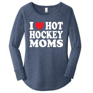 I Heart Hot Hockey Moms Funny I Love Moms Gift Women's Perfect Tri Tunic Long Sleeve Shirt