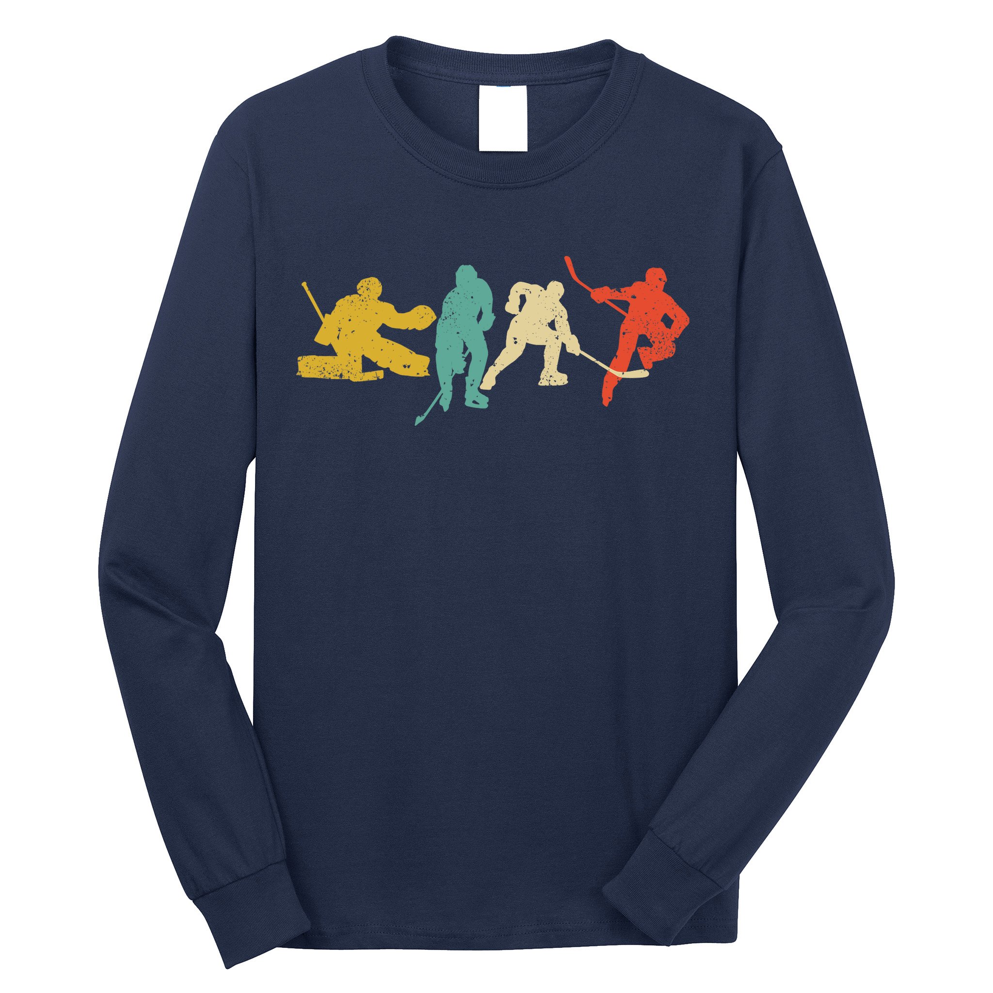 Ice Hockey Hockey Stick Vintage Style Ice Hockey Gift Long Sleeve Shirt