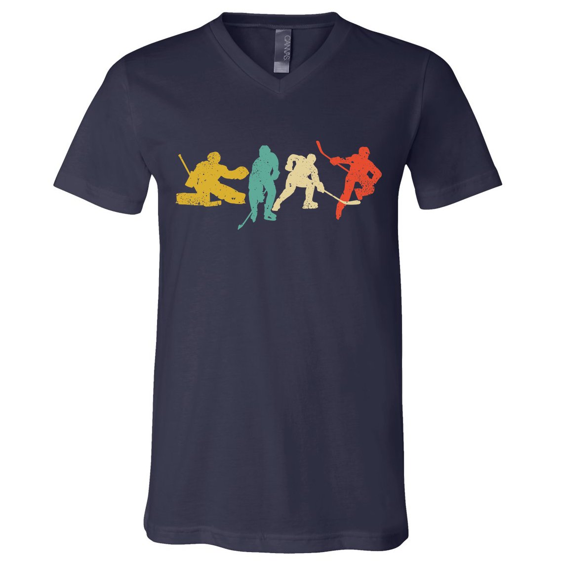 Ice Hockey Hockey Stick Vintage Style Ice Hockey Gift V-Neck T-Shirt