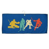 Ice Hockey Hockey Stick Vintage Style Ice Hockey Gift Large Microfiber Waffle Golf Towel