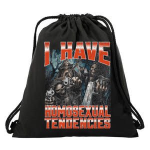 I Have Homosexual Tendencies Funny Hard Skeleton Meme Drawstring Bag