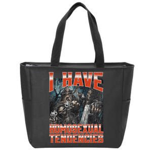 I Have Homosexual Tendencies Funny Hard Skeleton Meme Zip Tote Bag