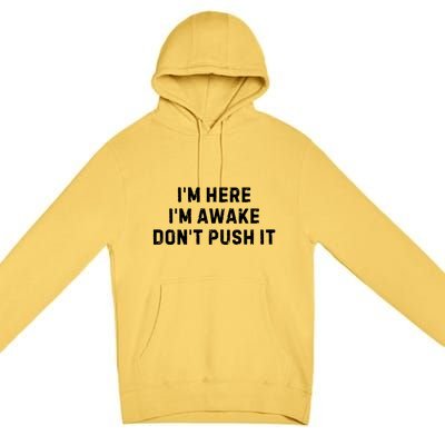 IM Here IM Awake DonT Push It Premium Pullover Hoodie