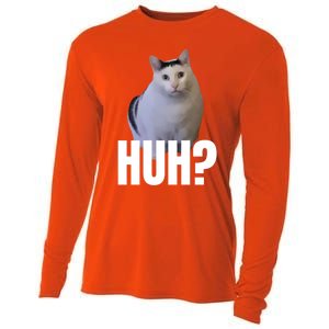 I Heart I Love Funny Huh Cat Meme Gift Cooling Performance Long Sleeve Crew