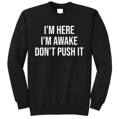 IM Here IM Awake DonT Push It Sweatshirt