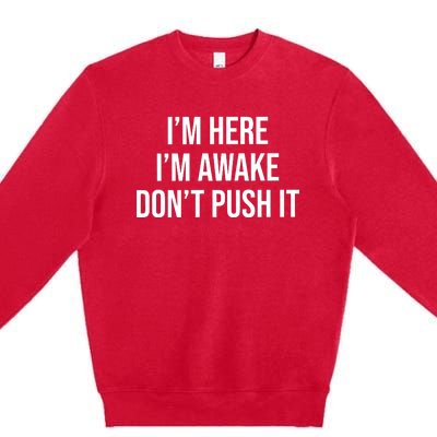 IM Here IM Awake DonT Push It Premium Crewneck Sweatshirt