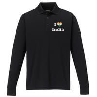 I Heart India Indian I Love India Performance Long Sleeve Polo