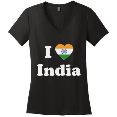 I Heart India Indian I Love India Women's V-Neck T-Shirt