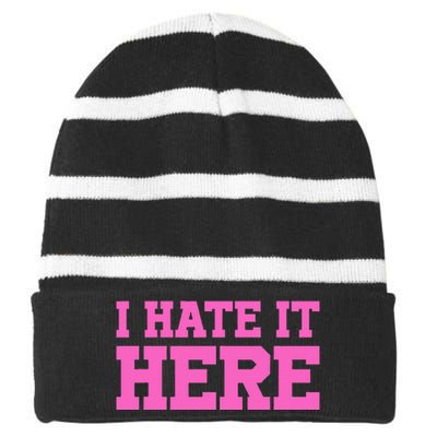 I Hate It Here Striped Beanie with Solid Band