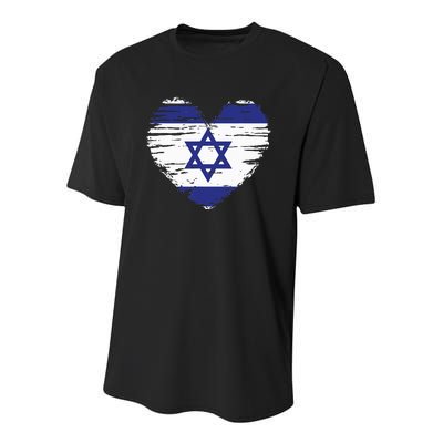 Israel Heart Israeli Flag Israeli Pride Youth Performance Sprint T-Shirt