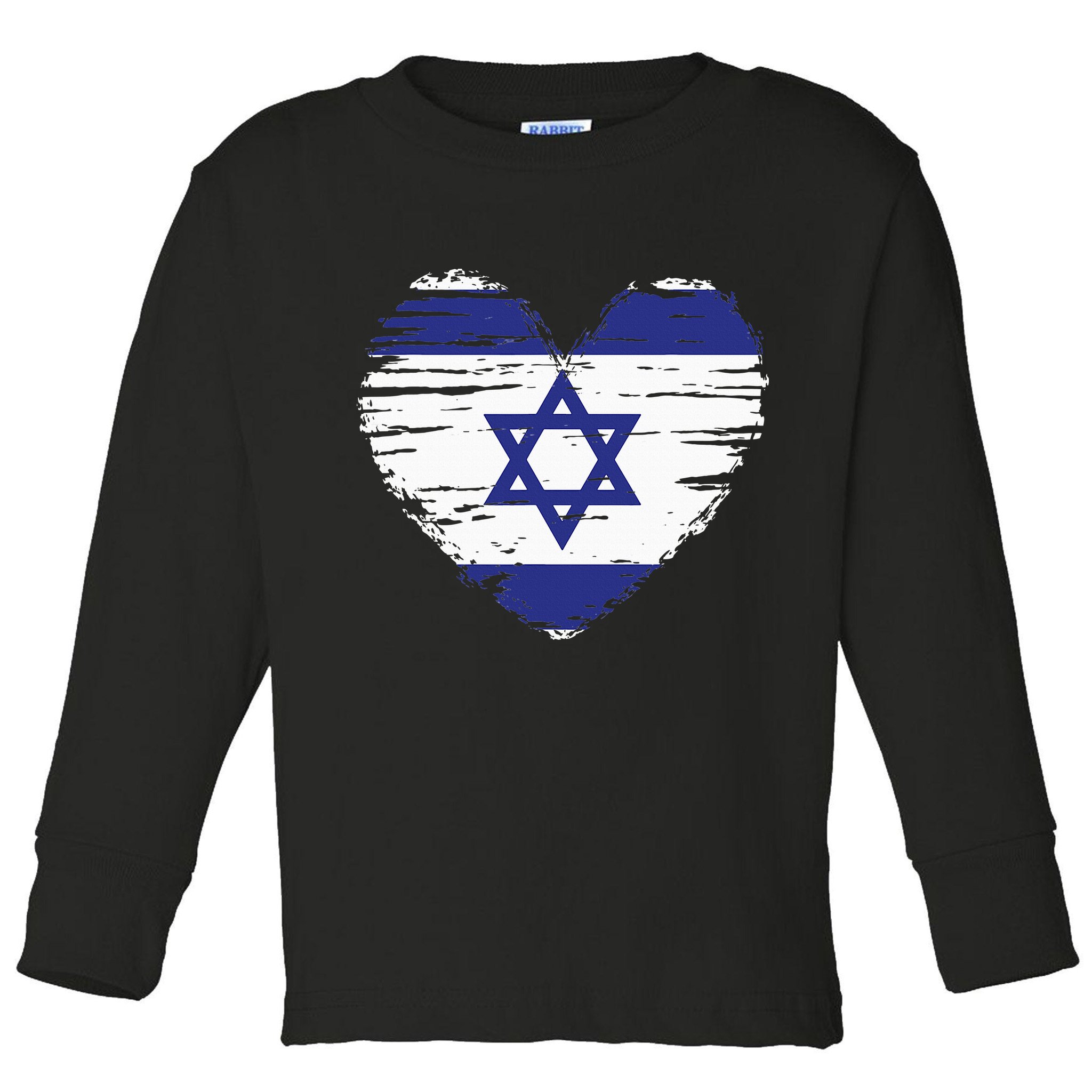 Israel Heart Israeli Flag Israeli Pride Toddler Long Sleeve Shirt