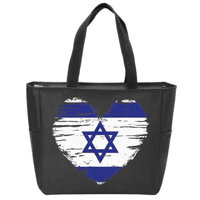 Israel Heart Israeli Flag Israeli Pride Zip Tote Bag