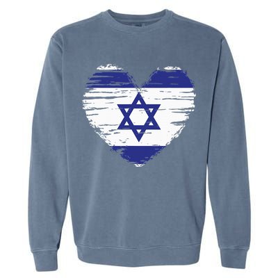 Israel Heart Israeli Flag Israeli Pride Garment-Dyed Sweatshirt