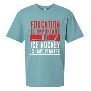 Ice Hockey Importanter Than Education Ice Hockey Player Gift Sueded Cloud Jersey T-Shirt