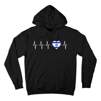 Israeli Heartbeat I Love Israel Flag Country Pro Jewish Gift Hoodie