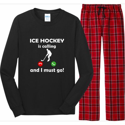 Ice Hockey Is Calling And I Must Go Father's Day Gift Long Sleeve Pajama Set