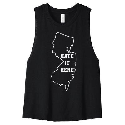 I Hate It Here New Jersey Nj State Joke Women's Racerback Cropped Tank