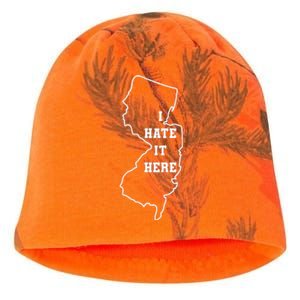 I Hate It Here New Jersey Nj State Joke Kati - Camo Knit Beanie