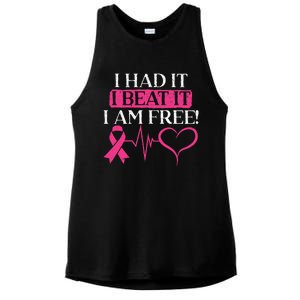 I Had It I Beat It I Am Free Breast Cancer Survivor Ladies PosiCharge Tri-Blend Wicking Tank