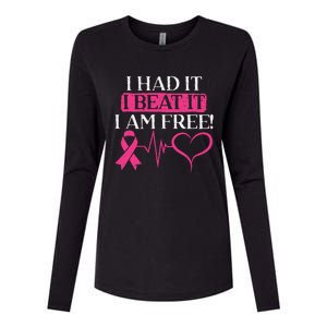 I Had It I Beat It I Am Free Breast Cancer Survivor Womens Cotton Relaxed Long Sleeve T-Shirt