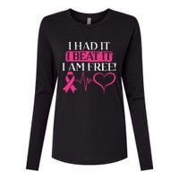 I Had It I Beat It I Am Free Breast Cancer Survivor Womens Cotton Relaxed Long Sleeve T-Shirt