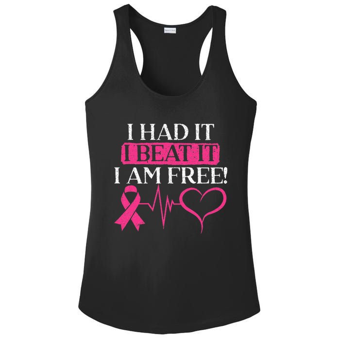 I Had It I Beat It I Am Free Breast Cancer Survivor Ladies PosiCharge Competitor Racerback Tank