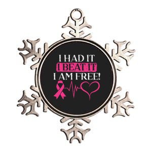 I Had It I Beat It I Am Free Breast Cancer Survivor Metallic Star Ornament