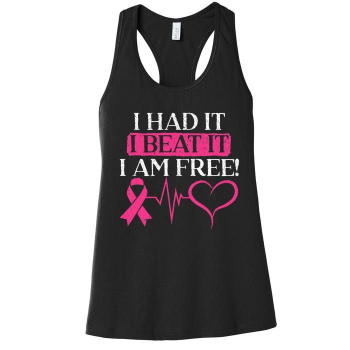 I Had It I Beat It I Am Free Breast Cancer Survivor Women's Racerback Tank