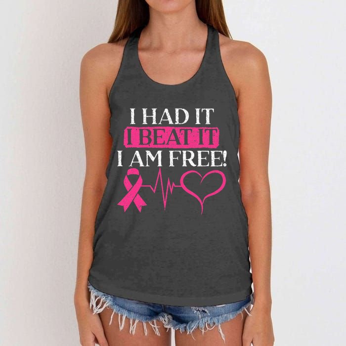 I Had It I Beat It I Am Free Breast Cancer Survivor Women's Knotted Racerback Tank