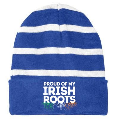 Irish Heritage Ireland Flag Proud Of My Irish Roots Gift Striped Beanie with Solid Band