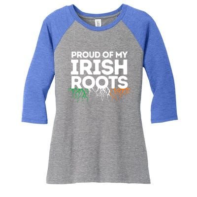 Irish Heritage Ireland Flag Proud Of My Irish Roots Gift Women's Tri-Blend 3/4-Sleeve Raglan Shirt