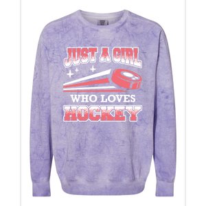 Ice Hockey Just A Who Loves Hockey Ice Hockey Gift Colorblast Crewneck Sweatshirt