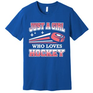 Ice Hockey Just A Who Loves Hockey Ice Hockey Gift Premium T-Shirt