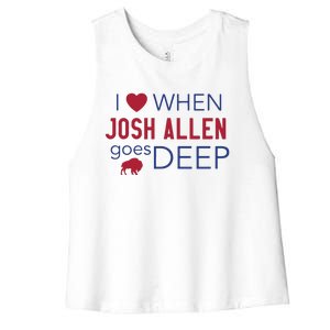 I Heart Josh Allen Goes Deep Buffalo Women's Racerback Cropped Tank