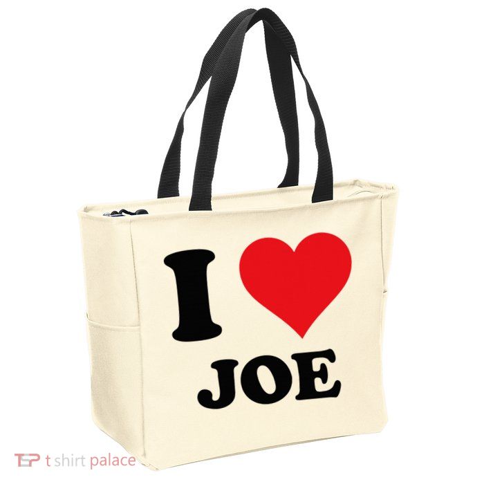 I Heart Joe First Name I Love Personalized Stuff Zip Tote Bag
