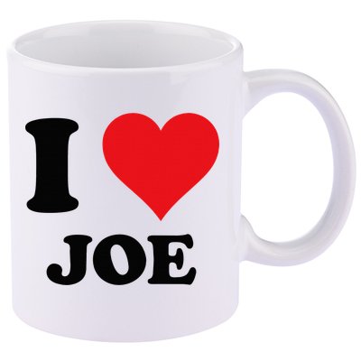 I Heart Joe First Name I Love Personalized Stuff 11oz C Handle Ceramic Mug