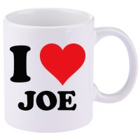 I Heart Joe First Name I Love Personalized Stuff 11oz C Handle Ceramic Mug
