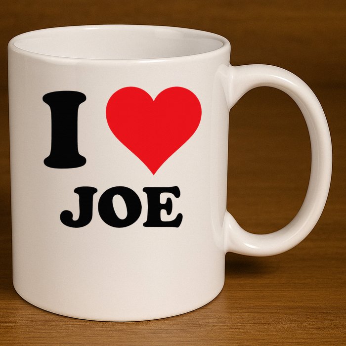 I Heart Joe First Name I Love Personalized Stuff 11oz C Handle Ceramic Mug