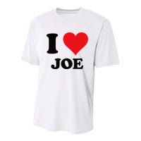 I Heart Joe First Name I Love Personalized Stuff Youth Performance Sprint T-Shirt