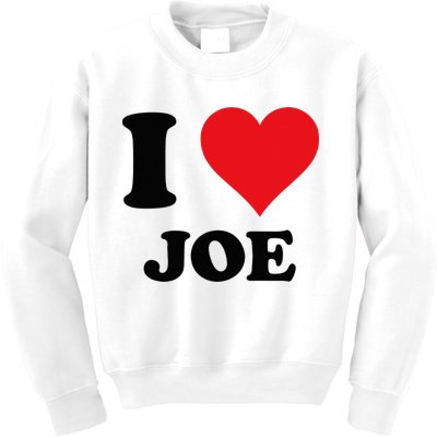 I Heart Joe First Name I Love Personalized Stuff Kids Sweatshirt