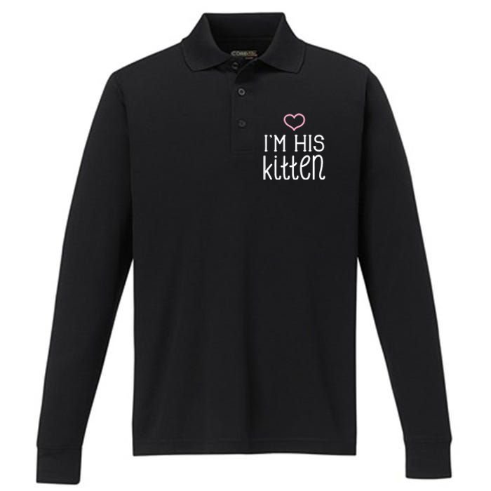 IM His Kitten Cute Couples ValentineS Day Nickname Performance Long Sleeve Polo