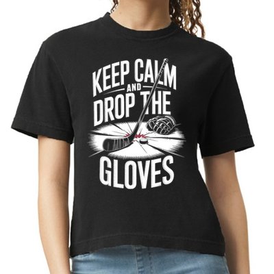 Ice Hockey Keep Calm And Drop The Gloves Style Gift Comfort Colors Boxy T-Shirt
