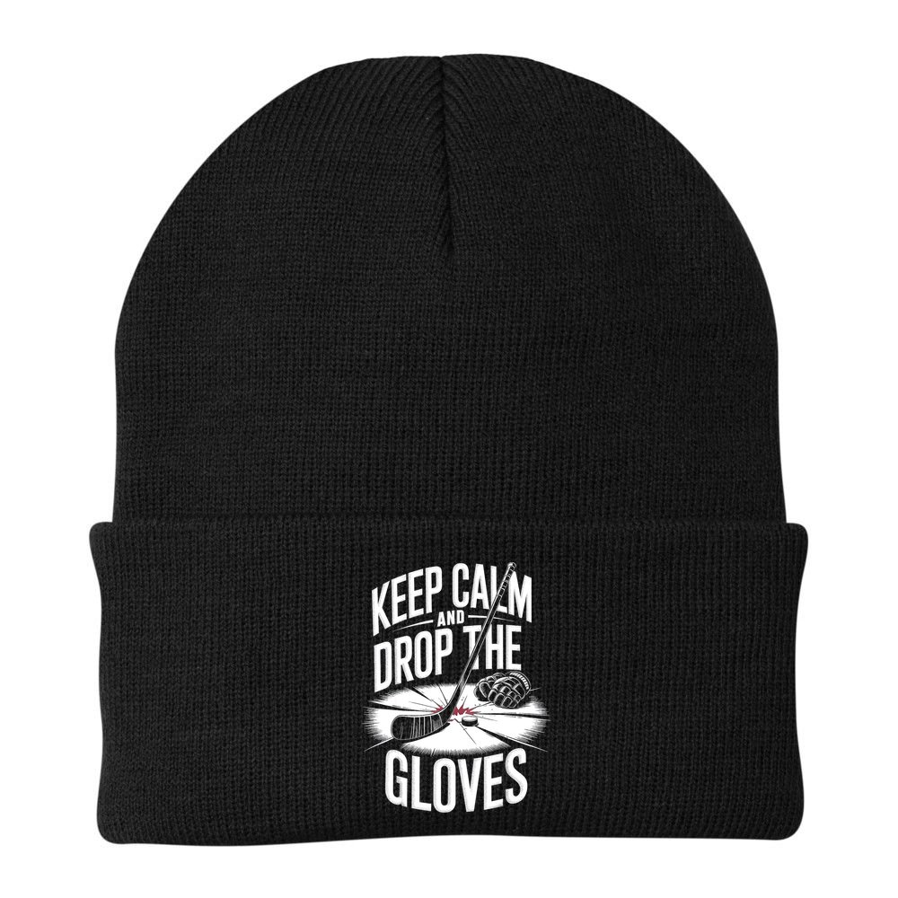 Ice Hockey Keep Calm And Drop The Gloves Style Gift Beanie