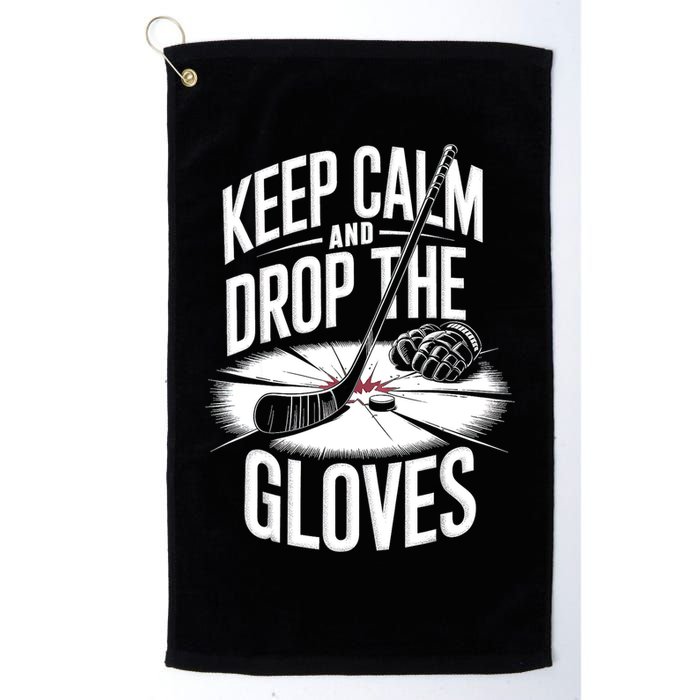 Ice Hockey Keep Calm And Drop The Gloves Style Gift Golf Towel