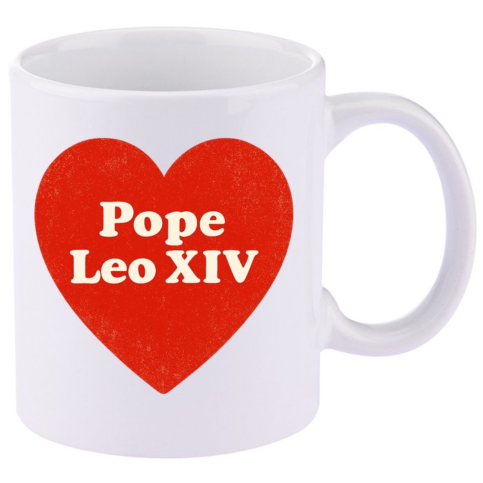 I Heart Love Pope Leo XIV 11oz C Handle Ceramic Mug