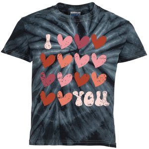 I Heart Love You Valentine Couple Matching Kids Tie-Dye T-Shirt