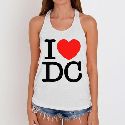 I Heart Love Washington WA DC Classic Font Women's Knotted Racerback Tank