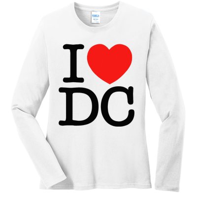 I Heart Love Washington WA DC Classic Font Ladies Long Sleeve Shirt